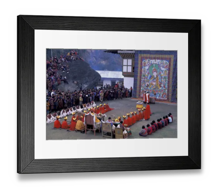 Framed Print : Thangka unrolling ceremony, Gom Kora festival, Eastern Bhutan Framed Print : Thangka unrolling ceremony, Gom Kora festival, Eastern Bhutan