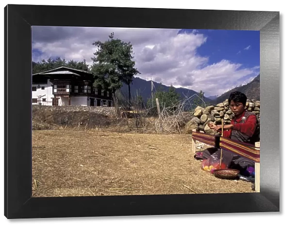 Woman weaving, Paro valley, Central Bhutan