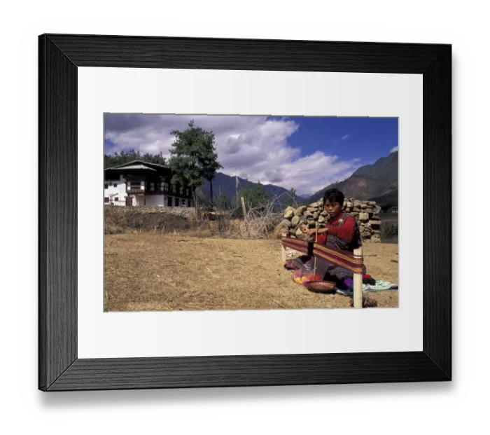 Framed Print : Woman weaving, Paro valley, Central Bhutan Framed Print : Woman weaving, Paro valley, Central Bhutan