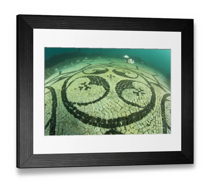 Framed Print : Detail of splendid ancient Roman tessellatum mosaic in black and white decorated with pattern of hexagons, perfectly preserved, in Villa a Protiro. Marine Protected Area of Baia, Naples, Italy. Tyrrhenian sea Framed Print : Detail of splendid ancient Roman tessellatum mosaic in black and white decorated with pattern of hexagons, perfectly preserved, in Villa a Protiro. Marine Protected Area of Baia, Naples, Italy. Tyrrhenian sea