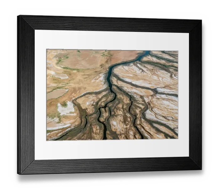 Framed Print : Rivers / water channels form and water flows into Lake Eyrer North as a result of uncommonly high desert rainfall. Lake Eyre North, South Australia, March 2022 Framed Print : Rivers / water channels form and water flows into Lake Eyrer North as a result of uncommonly high desert rainfall. Lake Eyre North, South Australia, March 2022