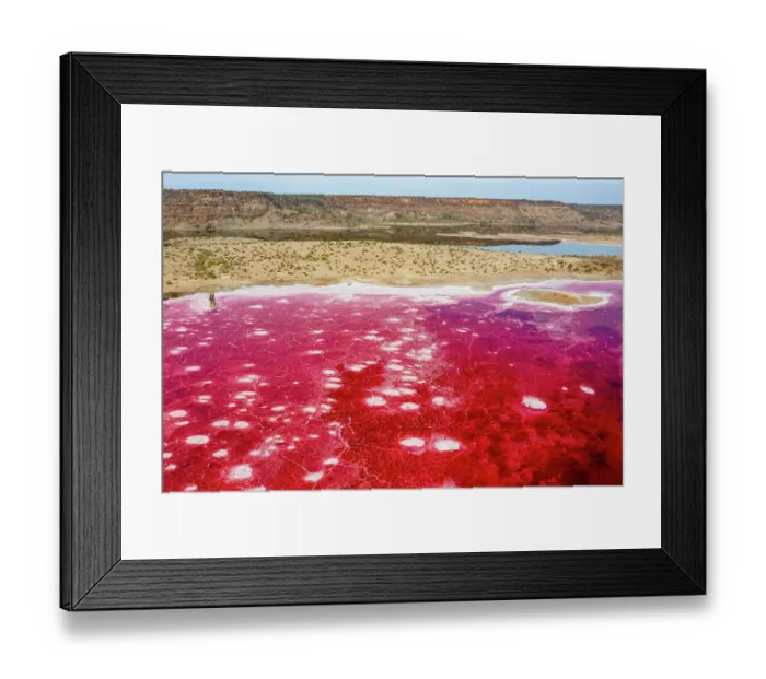 Framed Print : Aerial view of red soda in Lake Magadi, Rift Valley, Kenya Framed Print : Aerial view of red soda in Lake Magadi, Rift Valley, Kenya