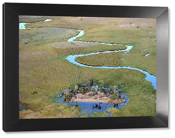 Aerial view of the Okavango Delta with channels, lagoons, swamps and islands, Botswana, Africa