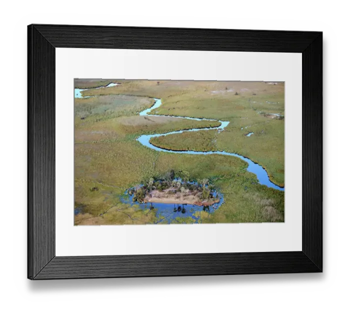 Framed Print : Aerial view of the Okavango Delta with channels, lagoons, swamps and islands, Botswana, Africa Framed Print : Aerial view of the Okavango Delta with channels, lagoons, swamps and islands, Botswana, Africa