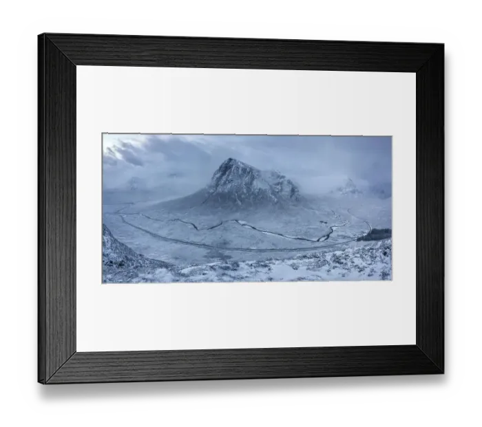 Framed Print : Autumn morning view to Buachaille Etive Mor from Stob Neinn a Chulaiste, with thick cloud and snow cover, Glencoe, Highlands, Scotland. November, 2017 Framed Print : Autumn morning view to Buachaille Etive Mor from Stob Neinn a Chulaiste, with thick cloud and snow cover, Glencoe, Highlands, Scotland. November, 2017