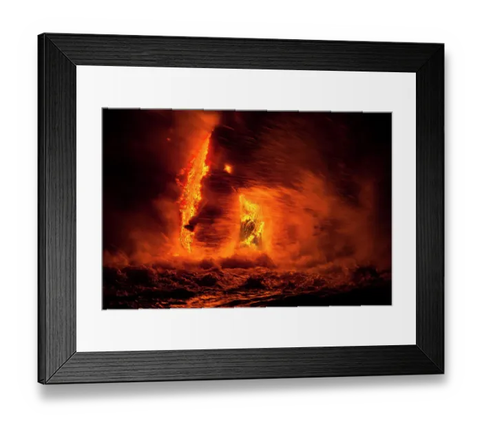 Framed Print : Pahoehoe lava flowing from Kilauea reaching Pacific Ocean near Kalapana, Big Island, Hawaii Framed Print : Pahoehoe lava flowing from Kilauea reaching Pacific Ocean near Kalapana, Big Island, Hawaii