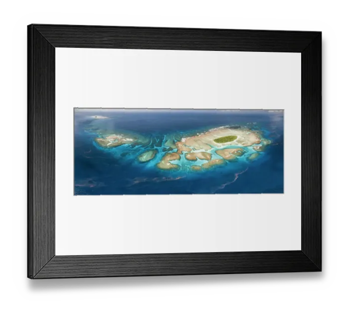 Framed Print : Aerial panorama of Maninita Island which sits atop an extensive coral reef structure, which is for the most part not visible from the surface of the ocean. The reefs extend into the smaller island of Fonuafo'ou in the background Framed Print : Aerial panorama of Maninita Island which sits atop an extensive coral reef structure, which is for the most part not visible from the surface of the ocean. The reefs extend into the smaller island of Fonuafo'ou in the background
