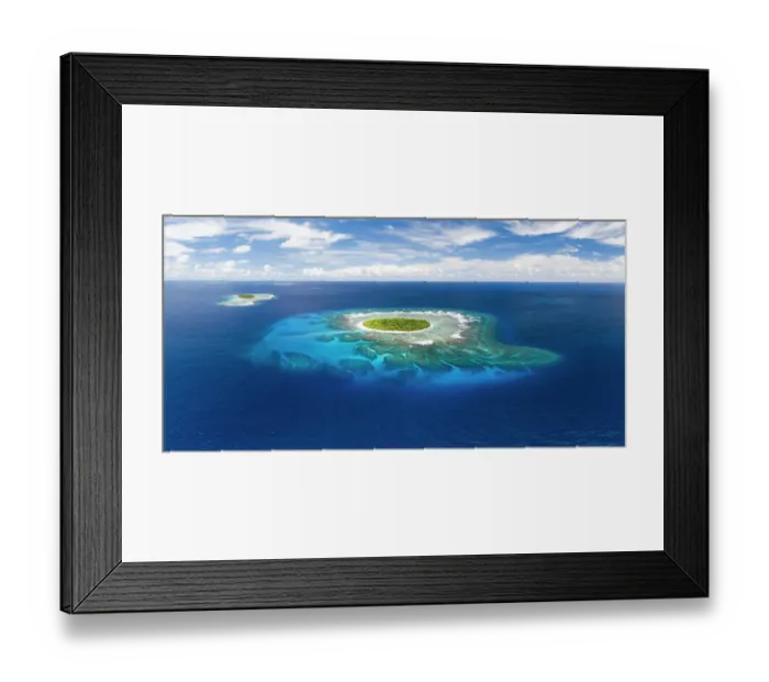 Framed Print : Aerial panorama of Fangasito Island with the underwater coral reef clearly visible, Vava'u island group, Kingdom of Tonga, South Pacific, with Fonua'one'one island visible in the background. September 2019 Framed Print : Aerial panorama of Fangasito Island with the underwater coral reef clearly visible, Vava'u island group, Kingdom of Tonga, South Pacific, with Fonua'one'one island visible in the background. September 2019