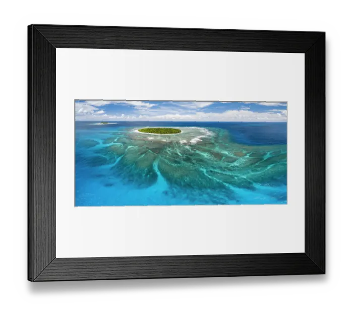 Framed Print : Aerial panorama of Fangasito Island with the underwater coral reef clearly visible, Vava'u island group, Kingdom of Tonga, South Pacific, with Fonua'one'one island visible in the background. September 2019 Framed Print : Aerial panorama of Fangasito Island with the underwater coral reef clearly visible, Vava'u island group, Kingdom of Tonga, South Pacific, with Fonua'one'one island visible in the background. September 2019