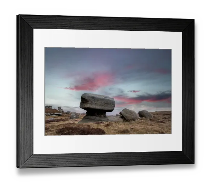Framed Print : Eroded Rock pedestal comprising of Carboniferous age, Millstone grit, Kinder Scout, Peak District National Park, Derbyshire, UK. April, 2019 Framed Print : Eroded Rock pedestal comprising of Carboniferous age, Millstone grit, Kinder Scout, Peak District National Park, Derbyshire, UK. April, 2019