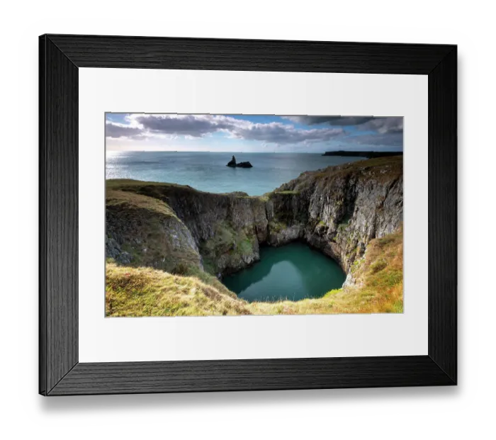 Framed Print : A sink hole, created by collapse of Carboniferous limestone cave roof, Bosherton, Pembrokeshire, Wales, UK. September, 2022 Framed Print : A sink hole, created by collapse of Carboniferous limestone cave roof, Bosherton, Pembrokeshire, Wales, UK. September, 2022