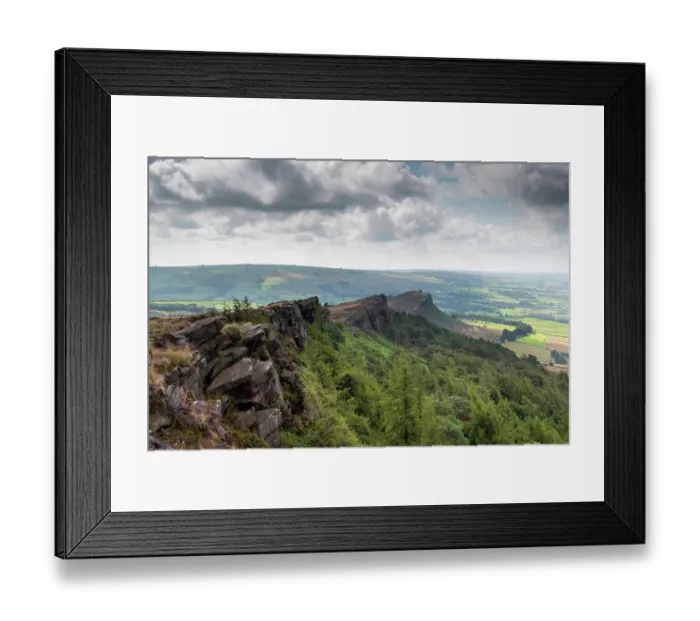 Framed Print : View along the Roaches Ridge towards the distinctive hill, Hen Cloud. The ridge is an escarpment of dipping Carboniferous, Namurian Sandstone, near Leek, Staffordshire, UK. August, 2022 Framed Print : View along the Roaches Ridge towards the distinctive hill, Hen Cloud. The ridge is an escarpment of dipping Carboniferous, Namurian Sandstone, near Leek, Staffordshire, UK. August, 2022