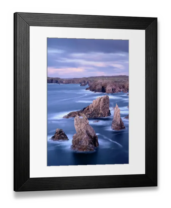 Framed Print : Sea stacks at Mangurstadh Beach, Isle of Lewis and Harris, Outer Hebrides, Scotland, UK, Atlantic Ocean. November Framed Print : Sea stacks at Mangurstadh Beach, Isle of Lewis and Harris, Outer Hebrides, Scotland, UK, Atlantic Ocean. November