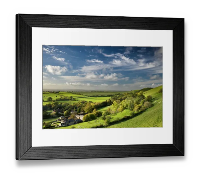 Framed Print : View over hills and farmland, Corton Denham, Somerset, England, UK. October, 2022 Framed Print : View over hills and farmland, Corton Denham, Somerset, England, UK. October, 2022