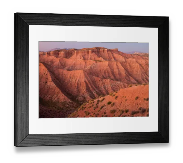 Framed Print : Landscape of Guadix geological depression within Los Colorados desert habitat. Guadix Depression, Andalusia, Spain. October Framed Print : Landscape of Guadix geological depression within Los Colorados desert habitat. Guadix Depression, Andalusia, Spain. October