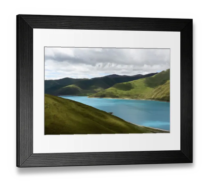 Framed Print : View of Yamdrok-Tso Lake (at 4, 441m), sacred for Tibetans. Tibet, China. August, 2015 Framed Print : View of Yamdrok-Tso Lake (at 4, 441m), sacred for Tibetans. Tibet, China. August, 2015