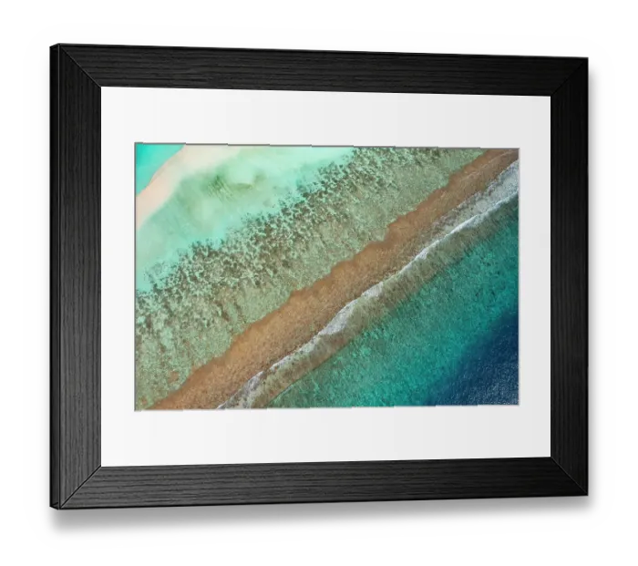 Framed Print : Aerial view of waves breaking on reef edge and sand bank, along South Ari Atoll, Maldives, Indian Ocean. February, 2020 Framed Print : Aerial view of waves breaking on reef edge and sand bank, along South Ari Atoll, Maldives, Indian Ocean. February, 2020
