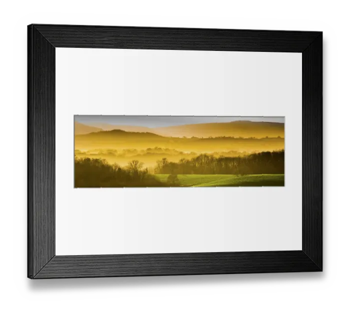 Framed Print : Panoramic landscape of countryside at sunset, Monmouthshire, Wales, UK, March 2017 Framed Print : Panoramic landscape of countryside at sunset, Monmouthshire, Wales, UK, March 2017