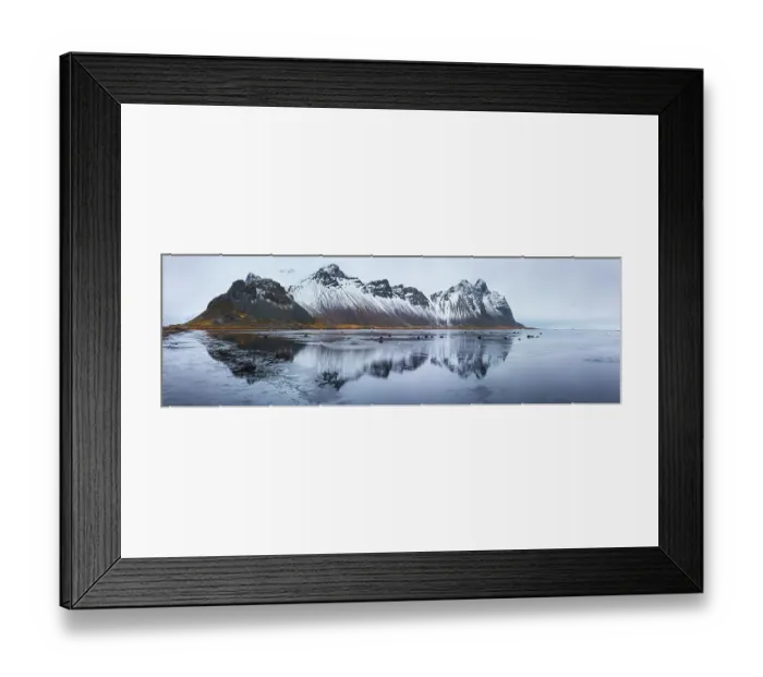 Framed Print : View of Stokksnes Peninsula, seen from Hofn, Iceland, March 2014 Framed Print : View of Stokksnes Peninsula, seen from Hofn, Iceland, March 2014