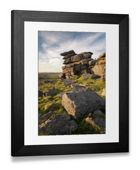 Framed Print : Great Staple Tor in evening light, Dartmoor, Devon, England, UK. September, 2010