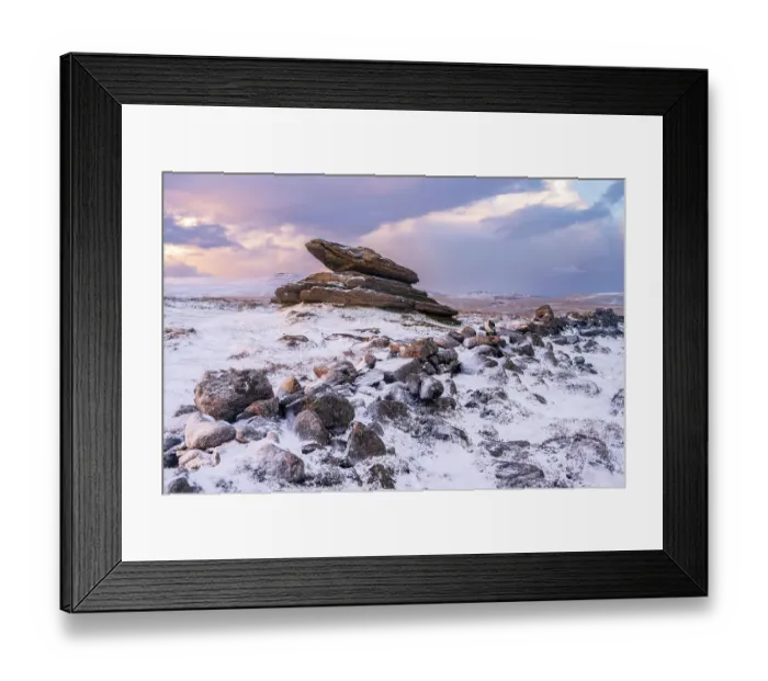 Framed Print : Irishman's Wall on Belstone Ridge after snowfall, Dartmoor National Park, Devon, England, UK. January, 2023 Framed Print : Irishman's Wall on Belstone Ridge after snowfall, Dartmoor National Park, Devon, England, UK. January, 2023