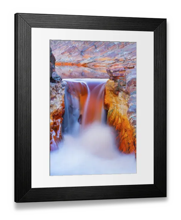 Framed Print : Waterfall in the Red River, flowing down a gorge in the Sierra Morena Mountains, Andalucia, Spain. January Framed Print : Waterfall in the Red River, flowing down a gorge in the Sierra Morena Mountains, Andalucia, Spain. January
