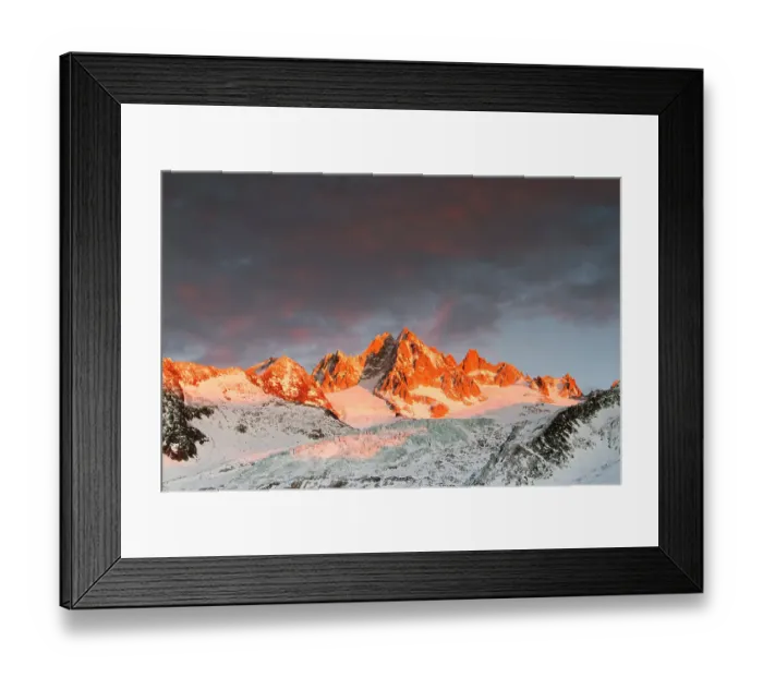Framed Print : Mountains in snow, Aiguille du Tour with Tower Glacier in front. Sunset with a dark sky. Chamonix, Haute Savoie, France, December 2011 Framed Print : Mountains in snow, Aiguille du Tour with Tower Glacier in front. Sunset with a dark sky. Chamonix, Haute Savoie, France, December 2011
