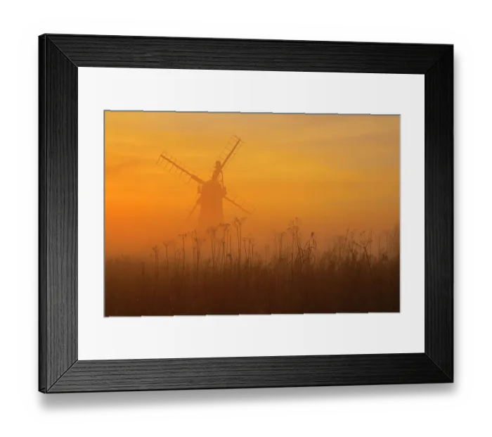 Framed Print : St Benets Level Drainage Mill at sunset. Norfolk Broads, England, UK, February Framed Print : St Benets Level Drainage Mill at sunset. Norfolk Broads, England, UK, February