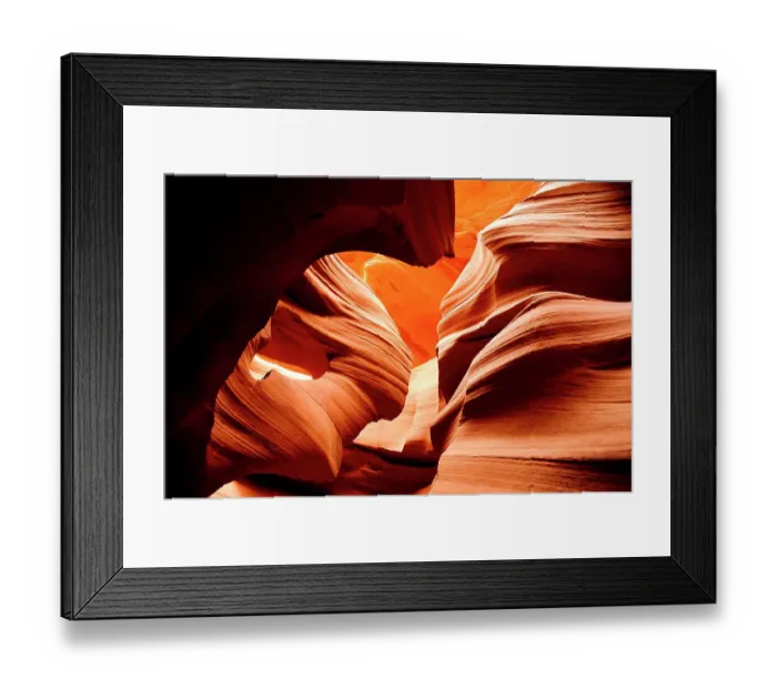Framed Print : Antelope Canyon, a slot canyon formed of Navajo sandstone and shaped by water erosion, Arizona, USA