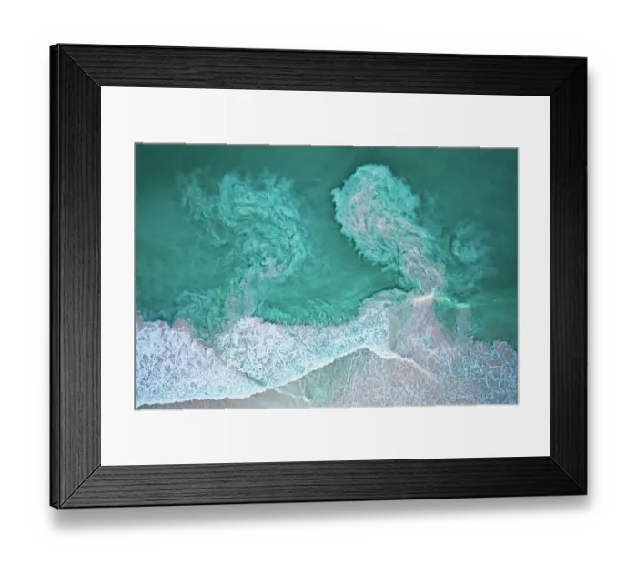 Framed Print : Waves crashing on beach and carrying sediments back out to sea, aerial view. The Bahamas Framed Print : Waves crashing on beach and carrying sediments back out to sea, aerial view. The Bahamas