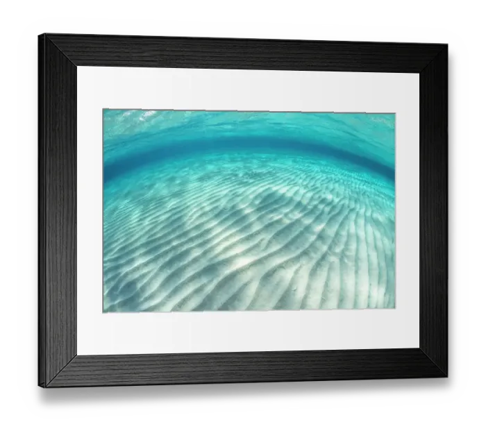 Framed Print : Ripples in the sand of a shallow sandbar in clear water. Stingray City Sandbar, Grand Cayman, Cayman Islands, British West Indies, Caribbean Sea