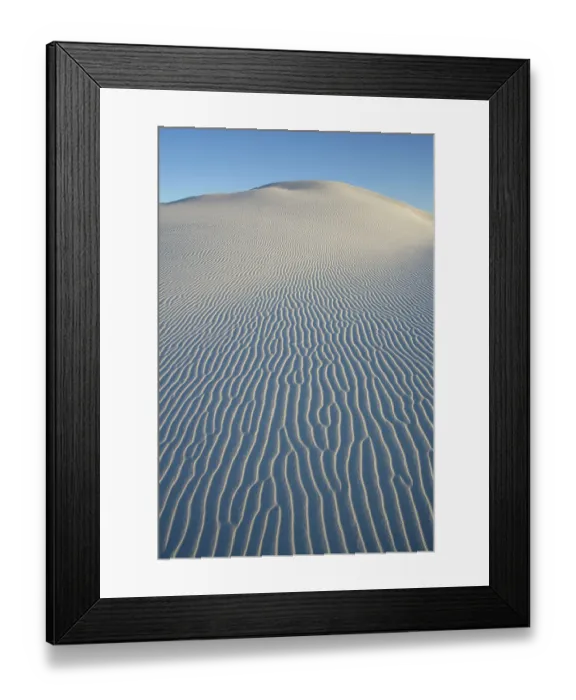 Framed Print : Ripples in white sand running down side of large rounded dune, White Sands National Monument, Chihuahuan Desert, New Mexico, USA Framed Print : Ripples in white sand running down side of large rounded dune, White Sands National Monument, Chihuahuan Desert, New Mexico, USA