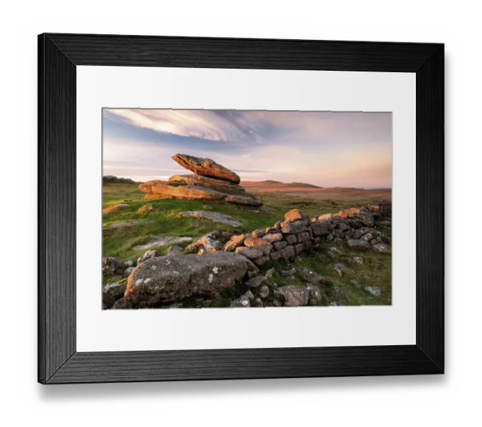 Framed Print : Irishman's Wall on Belstone Ridge, Dartmoor National Park, Devon, UK. December Framed Print : Irishman's Wall on Belstone Ridge, Dartmoor National Park, Devon, UK. December