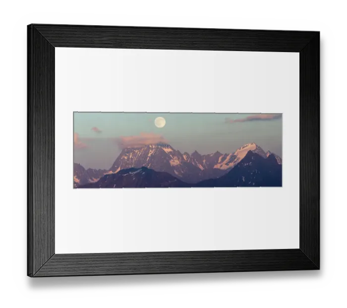 Framed Print : Full moon rising over the Watzespitze (3554m), part of the Glockturmkamm, the westernmost ridge of the Otztal Alps. Nordtirol, Austrian Alps. July. Digitally stitched panorama Framed Print : Full moon rising over the Watzespitze (3554m), part of the Glockturmkamm, the westernmost ridge of the Otztal Alps. Nordtirol, Austrian Alps. July. Digitally stitched panorama
