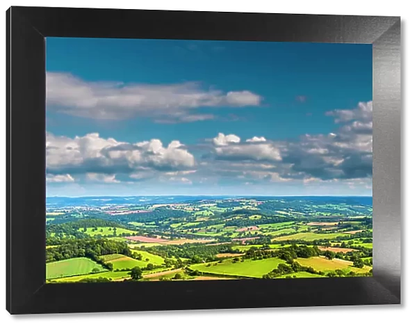 Panoramic landscape of Monmouthshire countryside. Wales, UK. August