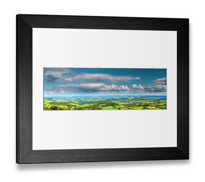 Framed Print : Panoramic landscape of Monmouthshire countryside. Wales, UK. August Framed Print : Panoramic landscape of Monmouthshire countryside. Wales, UK. August