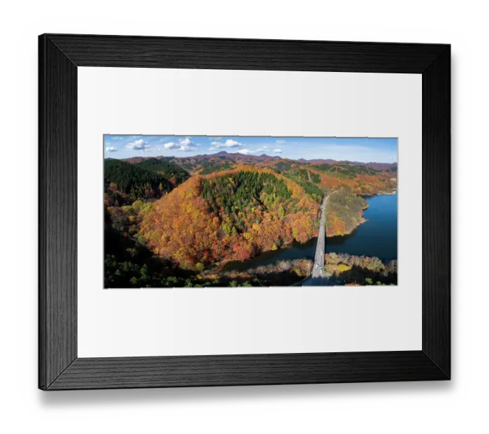 Framed Print : Aerial panorama of autumn foliage in southern Hokkaido, Japan Framed Print : Aerial panorama of autumn foliage in southern Hokkaido, Japan