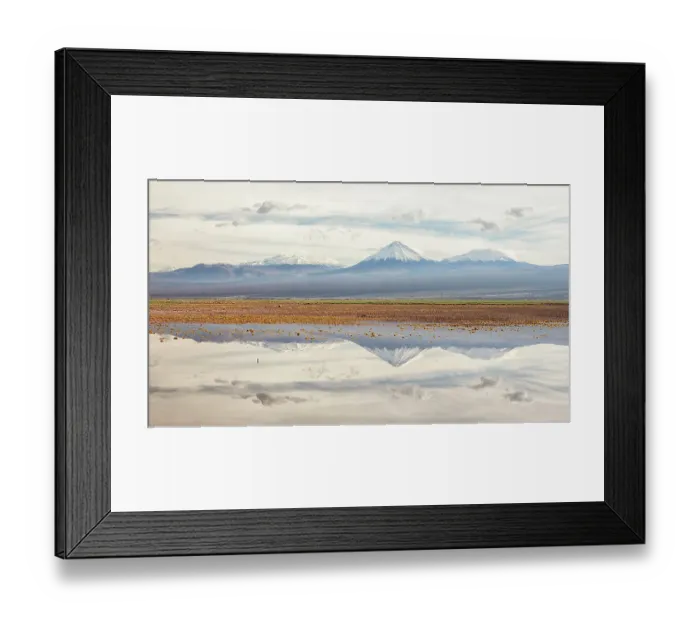 Framed Print : Licancabur volcano and surrounding mountains reflected in waters of a severe flood caused by climate change. Los Flamencos National Reserve, Antofagasta, Chile. February 2019 Framed Print : Licancabur volcano and surrounding mountains reflected in waters of a severe flood caused by climate change. Los Flamencos National Reserve, Antofagasta, Chile. February 2019
