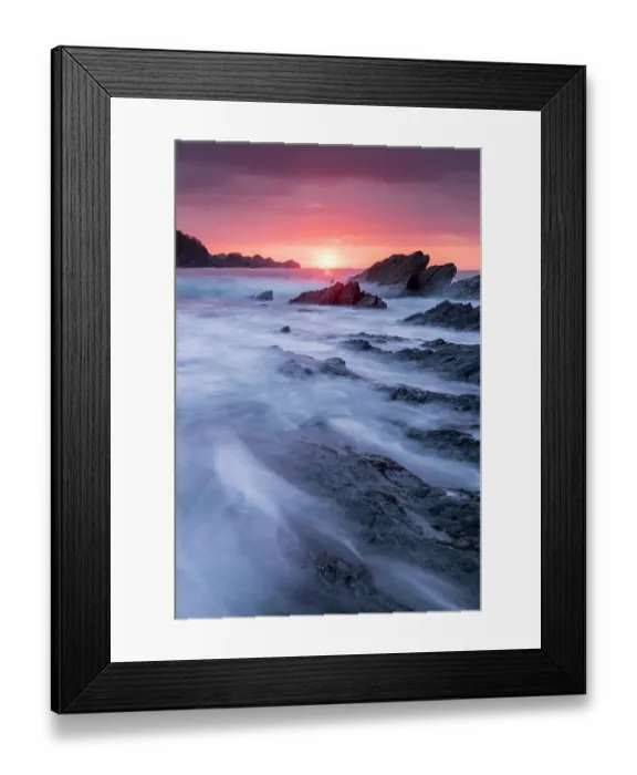 Framed Print : RF - Combe Martin beach at sunset, North Devon, UK. May 2017 Framed Print : RF - Combe Martin beach at sunset, North Devon, UK. May 2017
