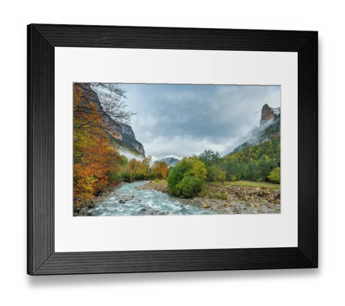 Framed Print : River Arazas from Hunter's Bridge, Valle De Ordesa, Ordesa National Park, Spain. October 2019 Framed Print : River Arazas from Hunter's Bridge, Valle De Ordesa, Ordesa National Park, Spain. October 2019