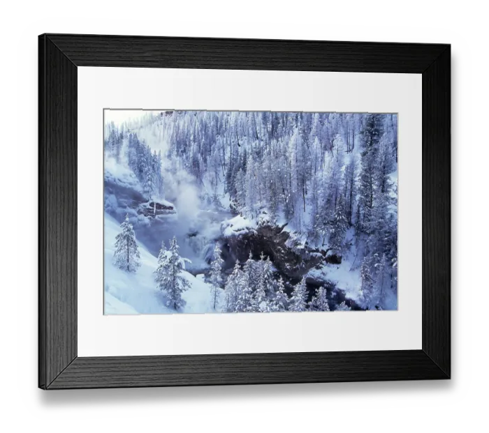 Framed Print : Firehole river flowing over Firehole Falls during snowy winter, Yellowstone National Park, Wyoming, USA Framed Print : Firehole river flowing over Firehole Falls during snowy winter, Yellowstone National Park, Wyoming, USA