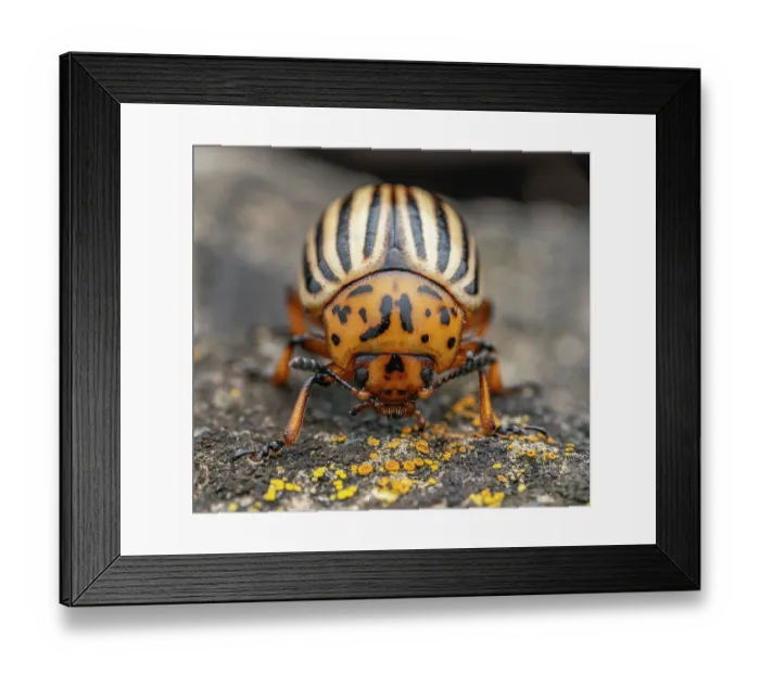 Framed Print : Colorado potato beetle (Leptinotarsa decemlineata) portrait, Lucerne, Switzerland. May. Focus stacked image