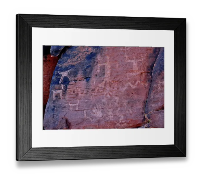 Framed Print : Petroglyphs from the Basketmaker period (300-700 AD), Lyman Lake, Arizona, USA. May, 2003