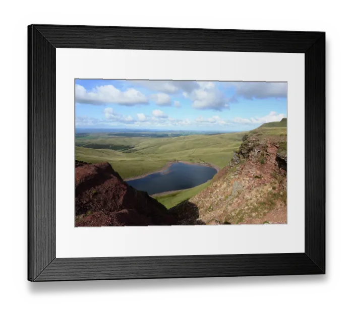 Framed Print : Llyn y Fan Fach as seen from Bannau Sir Gaer, Black Mountains, Brecon Beacons National Park, Carmarthenshire, Wales, UK. September, 2018 Framed Print : Llyn y Fan Fach as seen from Bannau Sir Gaer, Black Mountains, Brecon Beacons National Park, Carmarthenshire, Wales, UK. September, 2018