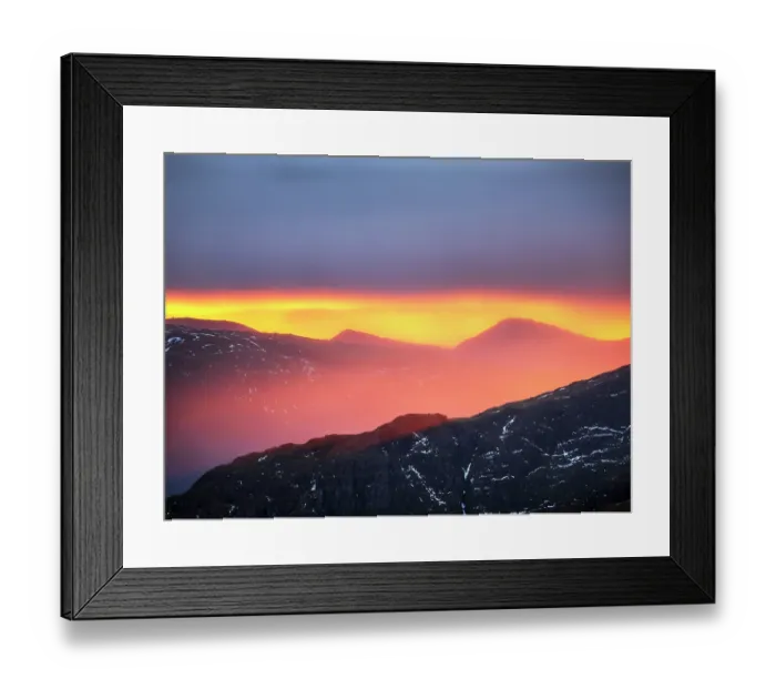 Framed Print : Fairfield and the Kentmere Fells as seen from Dollywagon Pike at dawn, Lake District, Cumbria, UK, January 2022