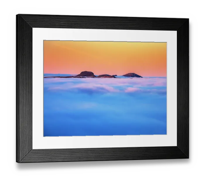 Framed Print : Peaks of Great Gable and Pillar poking out of blanket of cloud created by temperature inversion at dawn, as seen from Red Screes, Lake District, Cumbria, UK, January 2022 Framed Print : Peaks of Great Gable and Pillar poking out of blanket of cloud created by temperature inversion at dawn, as seen from Red Screes, Lake District, Cumbria, UK, January 2022