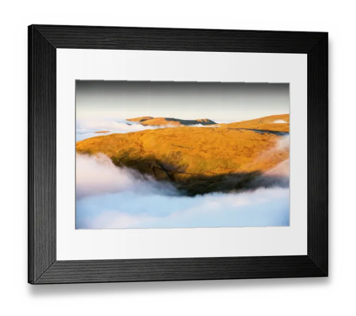 Framed Print : High Street Fell with cloud caused by temperature inversion, as seen from Red Screes, Lake District, Cumbria, UK, September 2013