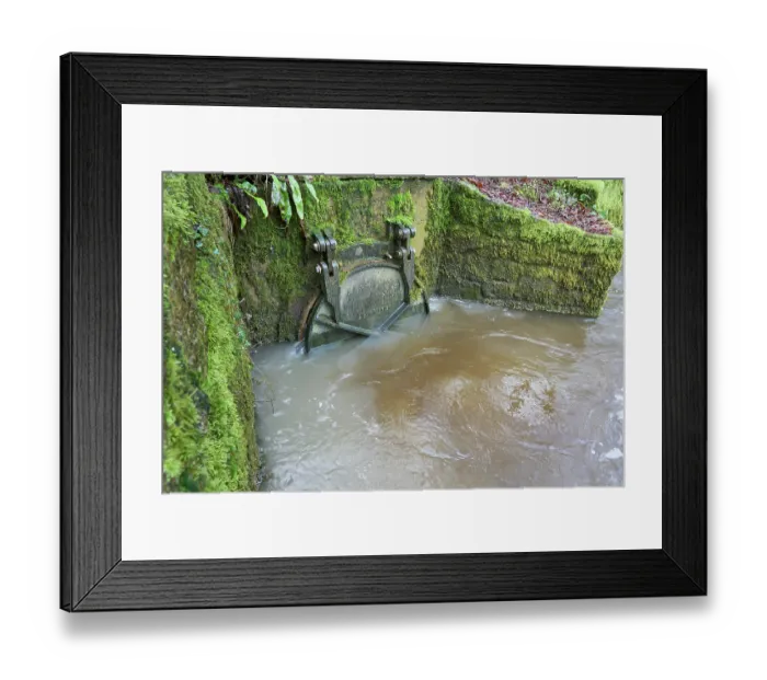 Framed Print : Combined sewer outfall discharging raw sewage, River Tame, Greater Manchester, UK. January, 2023 Framed Print : Combined sewer outfall discharging raw sewage, River Tame, Greater Manchester, UK. January, 2023