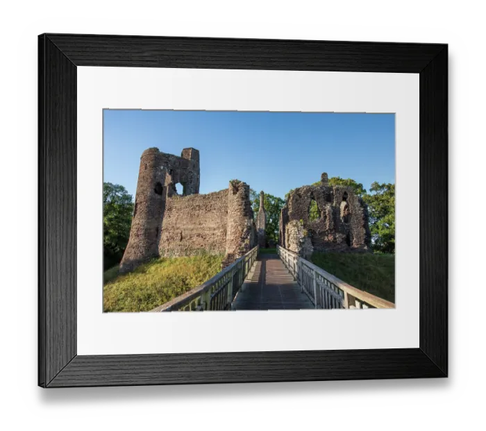 Framed Print : Bridge leading to ruins of Grosmont Castle tower, curtain wall and gatehouse with dry moat, Gwent, Monmouthshire, Wales, UK, October 2023 Framed Print : Bridge leading to ruins of Grosmont Castle tower, curtain wall and gatehouse with dry moat, Gwent, Monmouthshire, Wales, UK, October 2023
