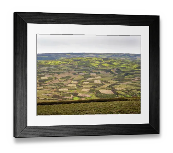 Framed Print : View of patchwork moorland landscape, a result of Heather (Calluna vulgaris) burning, Arkengarthdale, Yorkshire Dales, UK. June, 2023